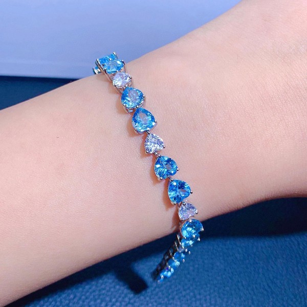 Topaz armbånd for kvinnelige hav blå edelsten armbånd mote smykker gaver