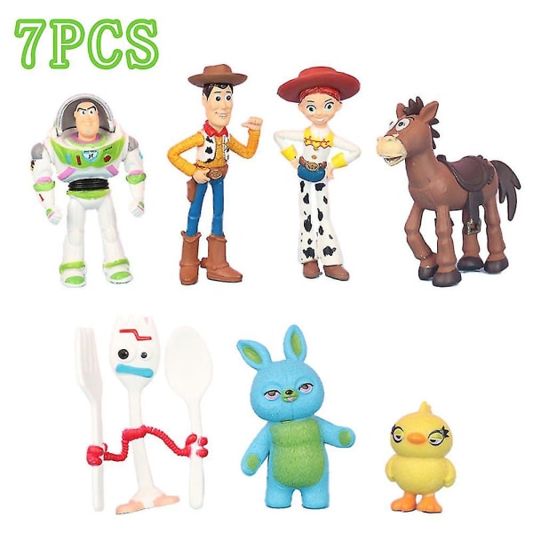 7 stk Toy Story 4 Buzz Lightyear Actionfigur Woody Jessie Ducky Dukke Legetøj Samlerobjekt Model Legetøj Julegave til børn