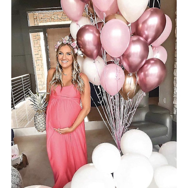 100 stk 12 tommer varm pink metallisk krom helium skinnende latex tykkere ballon perfekt dekoration til bryllup fødselsdag  bruser eksamen