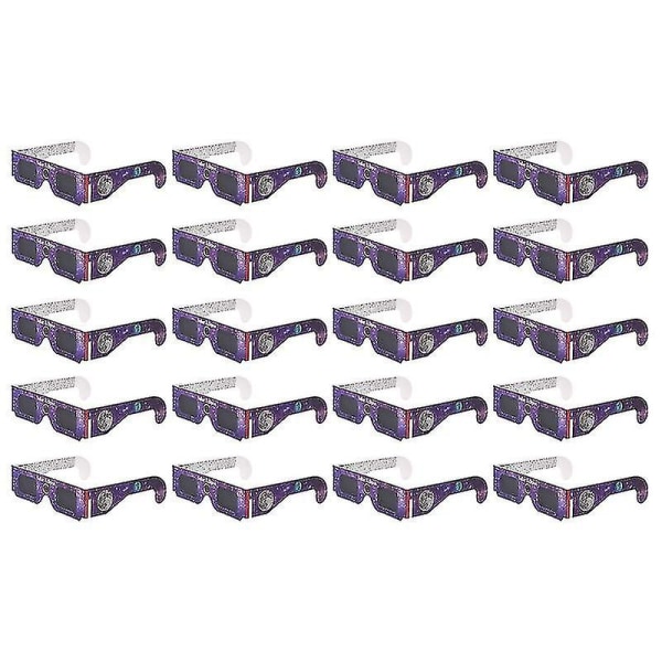 20 stk Solformørkelsesbriller Filter Skadeligt lys Øjenbeskyttelse Papirstel Briller til solformørkelse