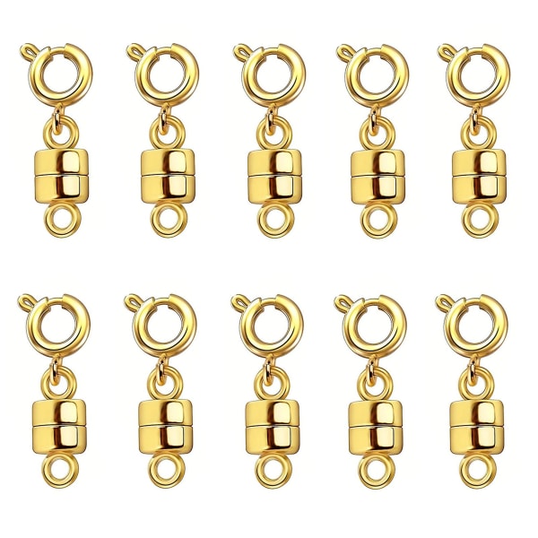 Magnetiske smykkespenner og -lukkinger Gull- og sølvbelagte smykkeforlengerkobling for smykkefremstilling (10 stk, gullfjærspenner)