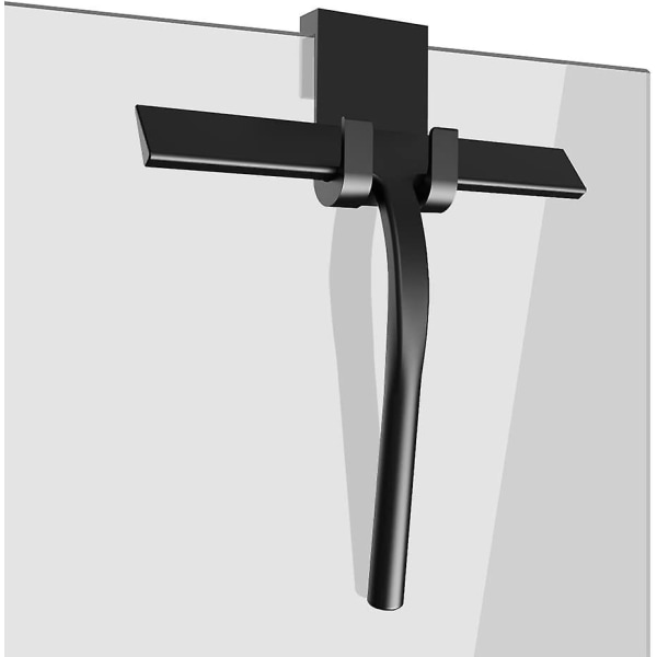 Duschskrapa i silikon med kärna i rostfritt stål för dusch, badrum, spegel, fönsterputsning, kakel (svart, liten)