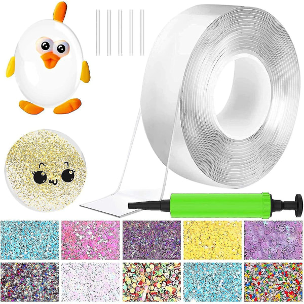 Päivitys Nano Tape Bubble Kit, kaksipuolinen muovikupla, elastinen nauha Uusi (0,01 cm x 0,5 cm x 500 cm)