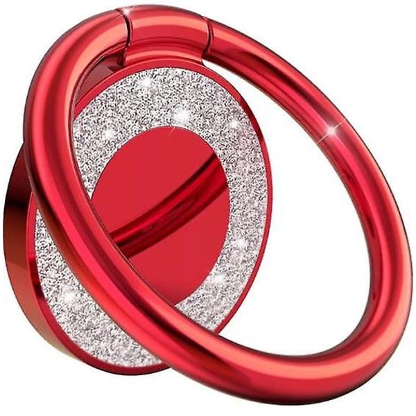 Röd Mobiltelefon Ringhållare Fingerställ, Metall Finger Ring Hållare för starkt magnetiskt bilfäste Kompatibel med smartphone