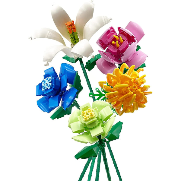 Blomma byggsats för vuxna, Blombukett set, konstgjorda blommor Mini byggstenar för presenter/heminredning, botanisk samling