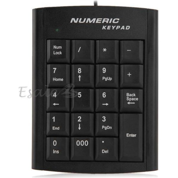 Numerisk USB Keyboard Pad Calculator Siffra nummer 19 tangenter Bärbar PC