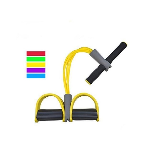 Roddmaskin med gul resår - Gymmaskin 4 med fotstöd för träning