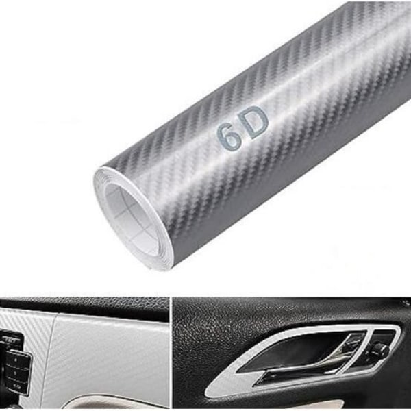 3M x 0,3M Silver Carbon Fiber Vattentät 6D Car Sticker Film Bil, dator, telefonfodral