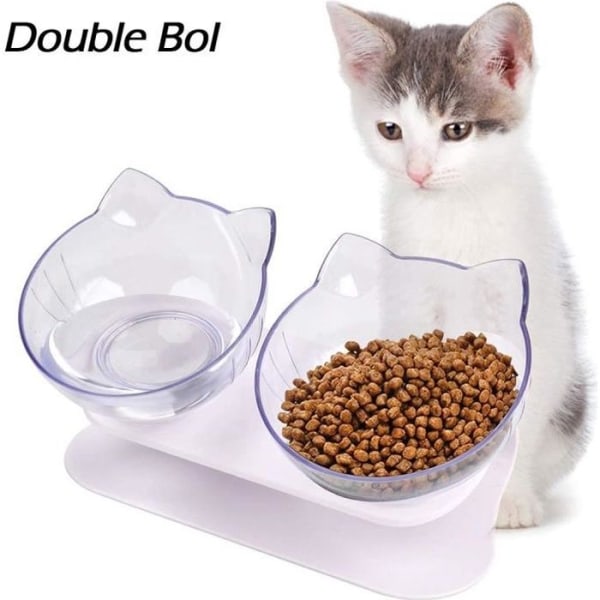 Dubbel husdjursmatskål med upphöjt stativ för katter och små hundar