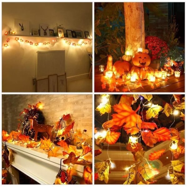 20 Lights String Lights - Maple Leaf Girls för Thanksgiving, jul, Halloween och temafest Gul Röd