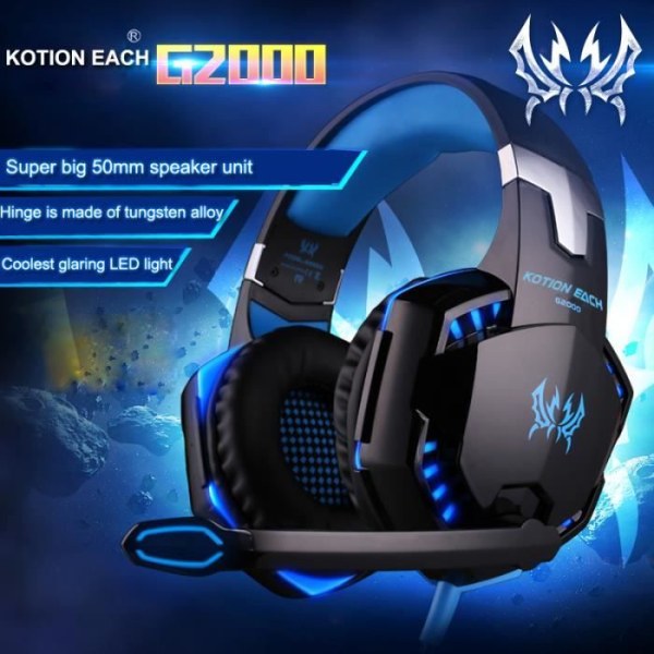 KOTION EACH G2000 Stereo Gaming Headset med mikrofon och lampor för PC-spelare