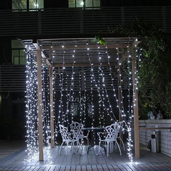 3m*3m LED gardinljus Garland LED vattenfall isremsa ljus bakgrund layout bröllopsdekoration Vit