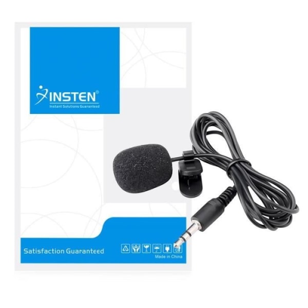 INSTEN® Minimikrofon Universal Mic 3,5 mm-uttag med skjortaklämma Klädband för PC Datorsamtal, svart