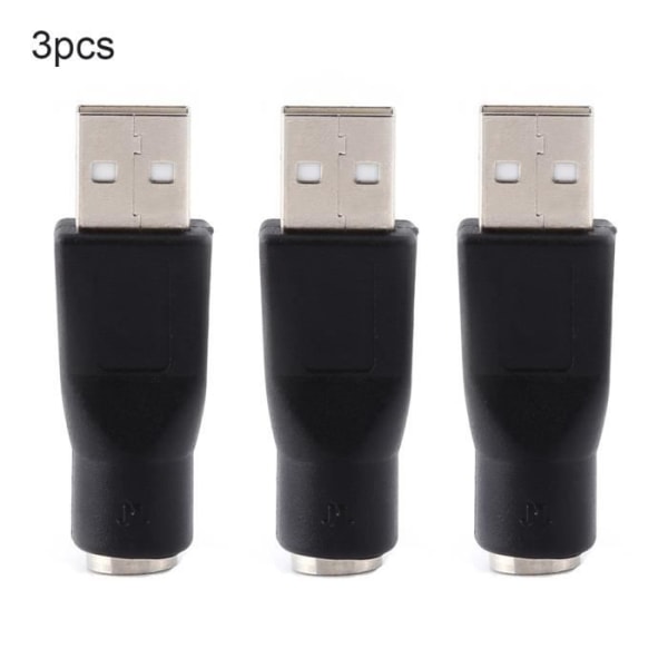 3st PS/2 hona till USB hane omvandlaradapter för tangentbordsmus mus (svart)