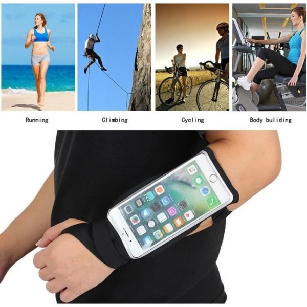 Sportarmband Armband för IPHONE 6-6S Smartphone Running Touch Cuff T4 (SVART)