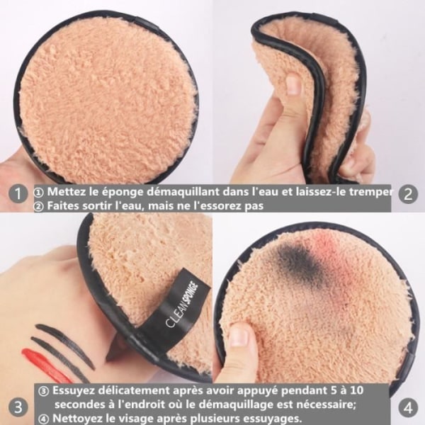 Set med 3 delar bomullssminkborttagningssvamp för återanvändbar tvättbar ansiktsrengöring
