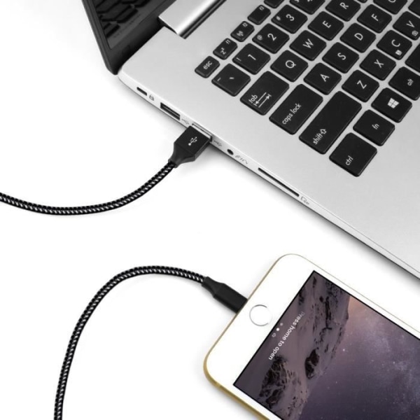 Telefonkabel [3-pack 3/610 fot] Nylonflätad aluminiumkontakt kompatibel med iPhone XS/XR/X/8/8 Plus