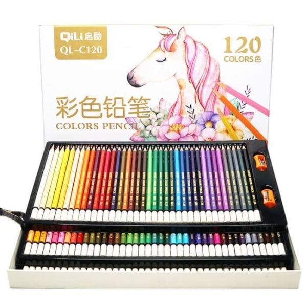 Kartong med 120 färgpennor, de bästa pennorna för barn, vuxna och konstnärer. Perfekt