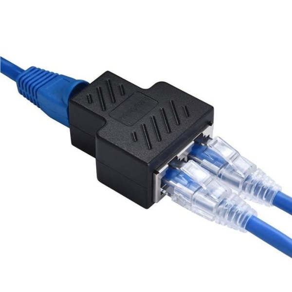 RJ45 Splitter Adapter, RJ45 CAT5 Ethernet-kabel 6-portars LAN 1 till 2-vägs hona Splitter Adapter Connector Svart