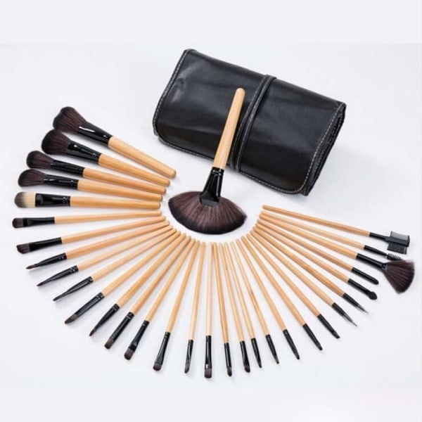 Professionell Makeup Brush Kit Soft Cosmetic Eyebrow Shade - 32 st + påsepåse