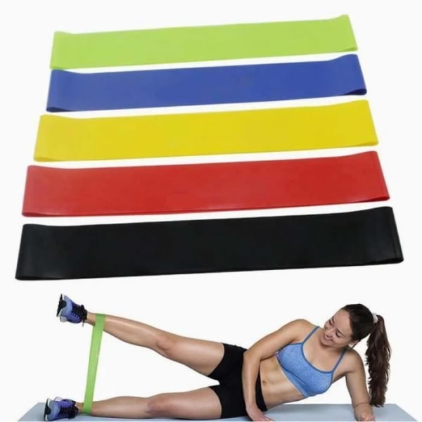 Elastiskt träningsband [paket med 5] Latex elastiskt motståndsband Träningsutrustning för bodybuilding Pilates Yoga