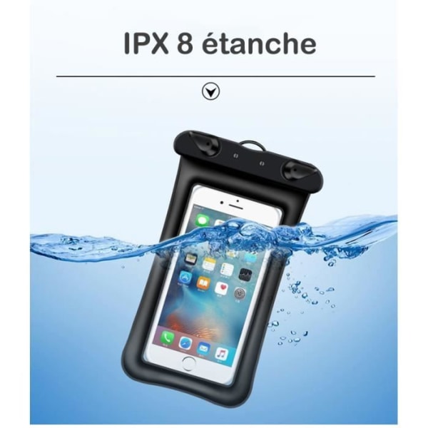 [Set med 2] YOLISTAR vattentät smartphone-väska - IPX8 vattentät väska för telefon iPhone 11 Pro, XS Max upp till 6,8 tum (svart)