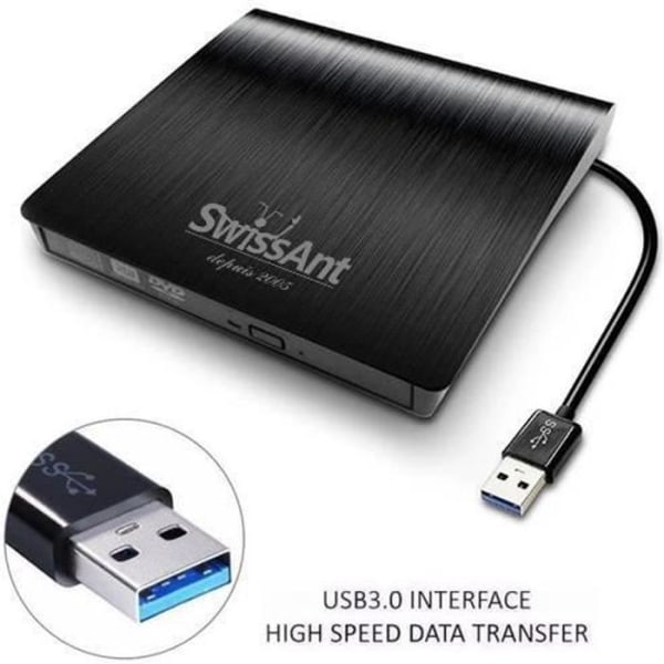 Slim USB 3.0 Extern DVD RW CD Brännare Drive Writer Reader Player för PC Laptop