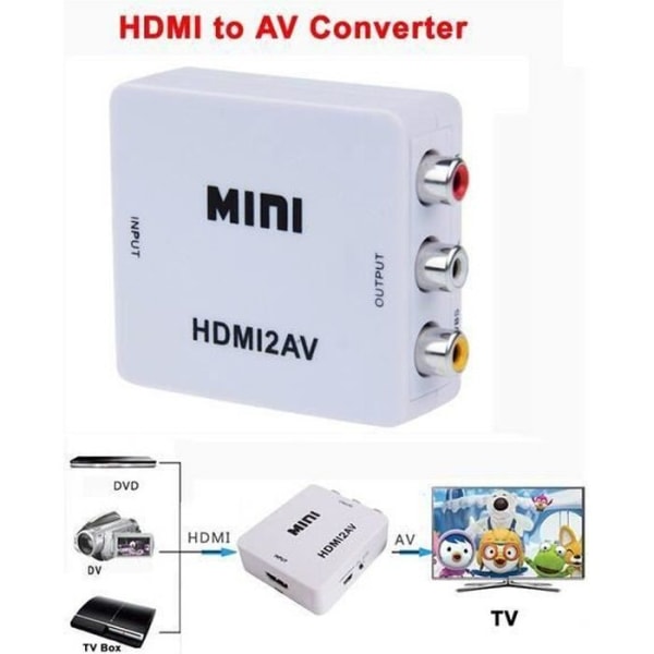 HDMI till AV Composite RCA CVBS videoljudadapter omvandlare hdmi2av