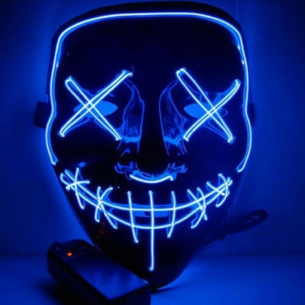 Halloween LED-mask - ROKOO - The Purge Election - Blå - Långsam och snabb blixt
