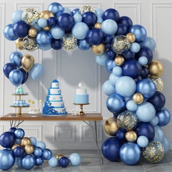 133 st mörkblå macaron latex ballongbågesats metallballongset Födelsedagsfestdekoration