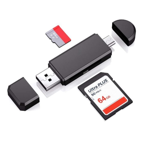 SD-kortläsare SD-kortadapter Micro USB och USB 2.0 SD/Micro SD-minneskortläsare