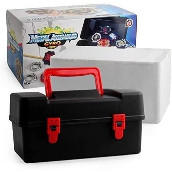 12 nya spinntoppar med 2 Burst Turbo Launcher, Toy Arena, Gyro Pocket Box Pro (svart) - present till barn