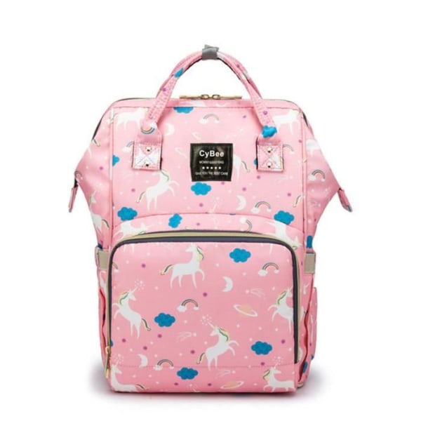 Babyblöjryggsäck, vattentät resväska Multifunktionsryggsäck med stor kapacitet med isolerade väskor för mödrar (rosa)