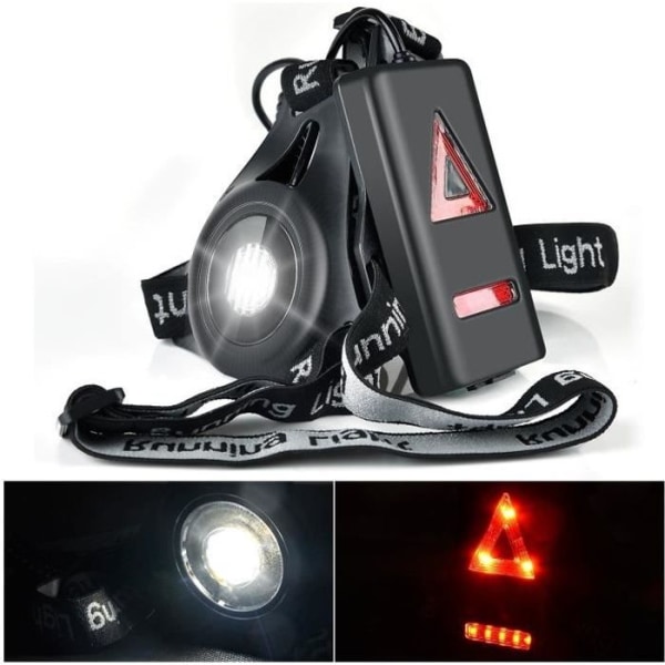 Löparbelysning, sportbelysning Uppladdningsbar LED-löparlampa för promenader, sportbröstlampa, 3 lägen för kvällslöpning
