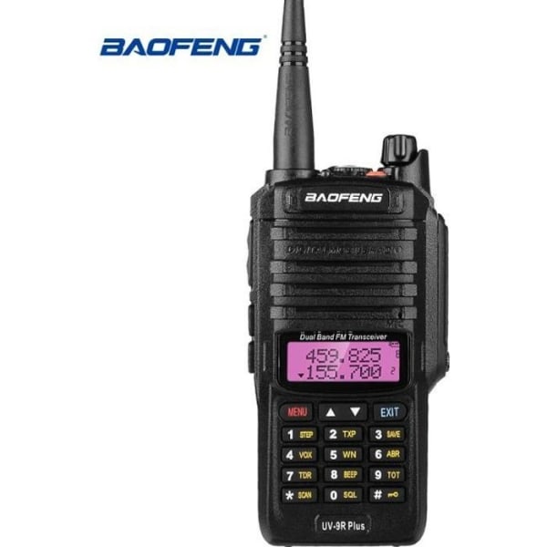 Baofeng UV-9R Plus Walkie Talkie FM-radio VHF/UHF IP67 Vattentät med Dual Band/Display/Long Range Standby (headset tillagt)
