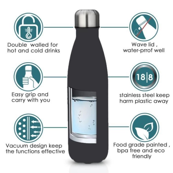 Isolerad flaska i rostfritt stål - 500 ml BPA-fri vattenflaska - Håll dig varm i 12-14 timmar (isblomma) Isblomma
