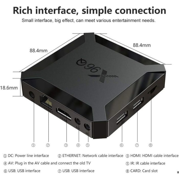 Android 10.0 IPTV Box 2GB RAM 16GB ROM Mini Smart TV Box,4K HD/3D/Quad Core H313 64 Bits/2.4GHz WiFi/LAN10/100M spelare