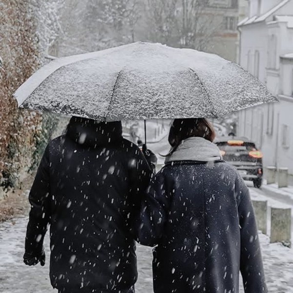 Automatiskt paraply, solskydd, hopfällbart paraply, regn eller sol, svart svart