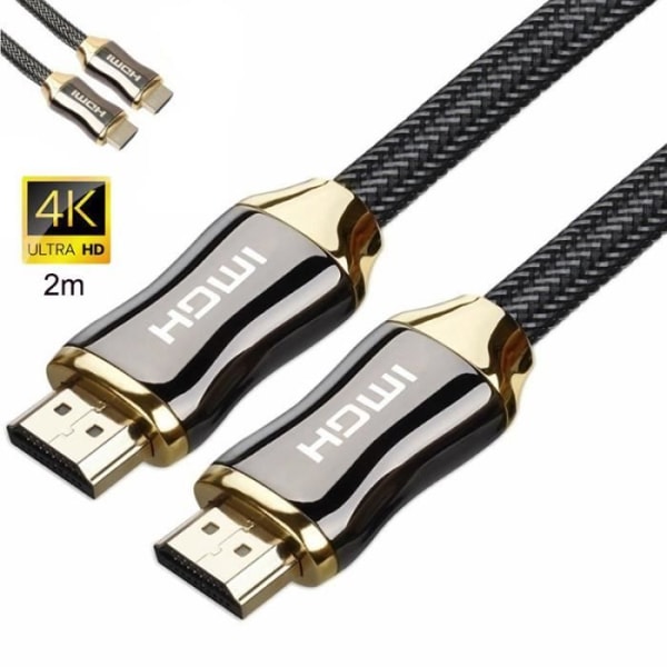4k HDMI-kabel [2m] - Flätad nylon HDMI 2.0-kabel med 3D Ethernet, 4K och Audio Return
