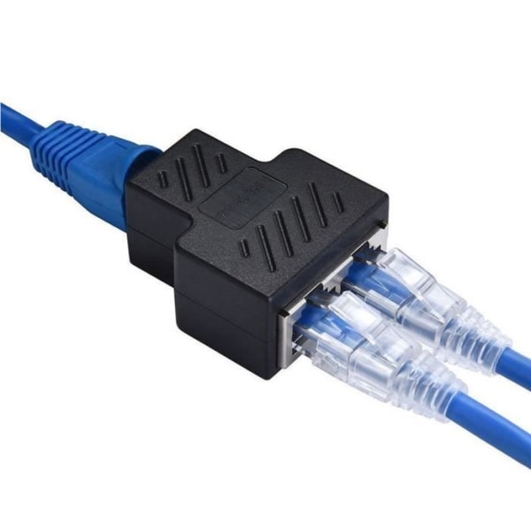 RJ45 Splitter Adapter 1 till 2-vägs Dual Port CAT5 - 6 Ethernet LAN-kabel, 1st, svart