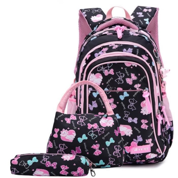Primary Girl Schoolbag CP Child - Skolryggsäck CE2 Elementary Set med 3 delar med matkassar och pennfodral för