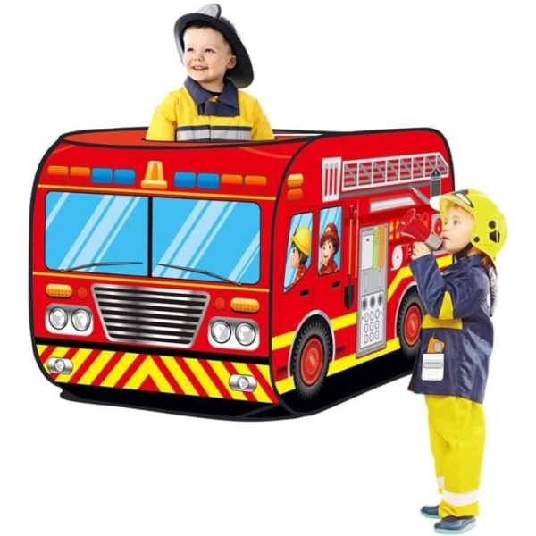 Barn lektält, pop up inomhus utomhus leksakshydda lätt att fälla ihop, brandbilsdesign