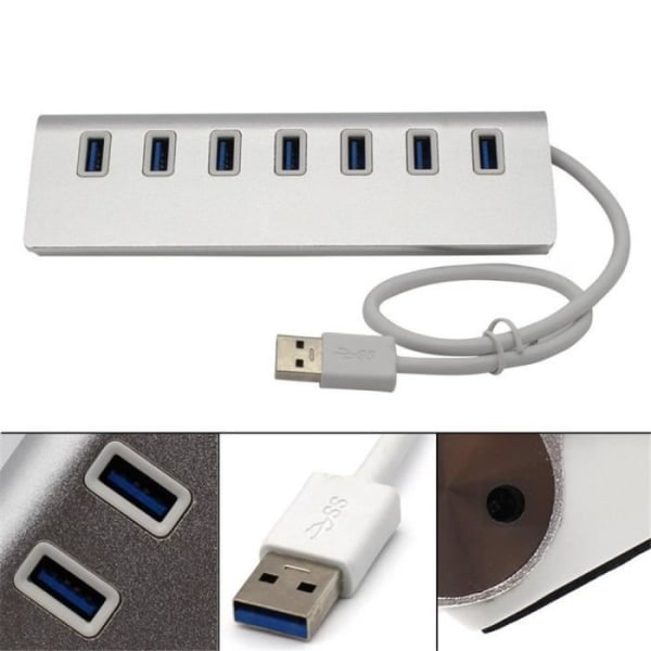7-portars USB 3.0 Hub för iMac, MacBook, MacBook Air, MacBook Pro, Mac Mini, PC och bärbara datorer
