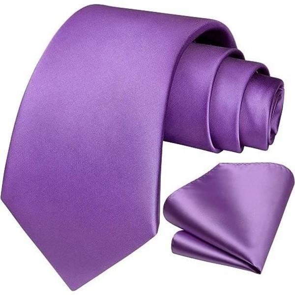 Slipsar för bröllopsfest för män Slipsar och näsdukar för män Klassiskt fyrkantigt set med slipsfickor, lila