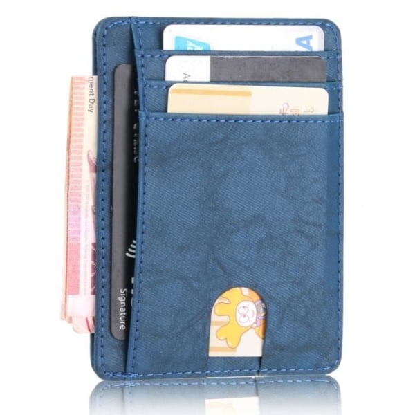 Smal minimalistisk plånbok, kreditkortshållare med anti RFID-blockering, kvinnor män, marinblå
