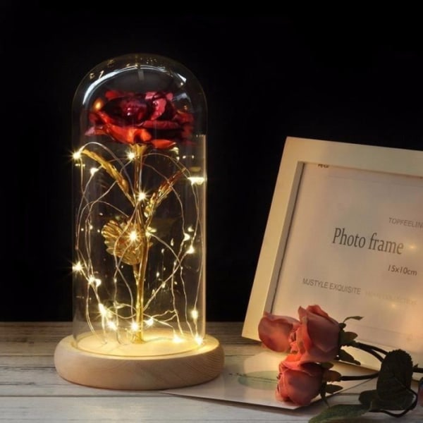 Den eviga rosen och LED-lampan "Beauty and the Beast", bästa presenten till alla hjärtans dag, födelsedagsfest, mors dag