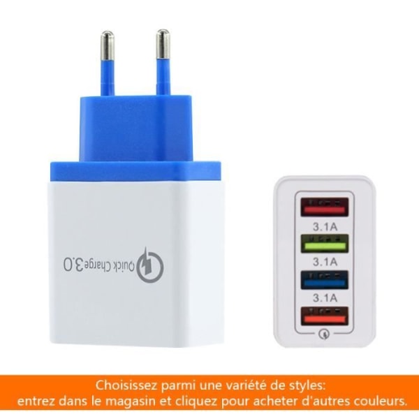 USB-nätladdare 4-portar Universal Wall Sector （3.1A max), USB-nätadapter kompatibel med iOS, Android, orange kontakt