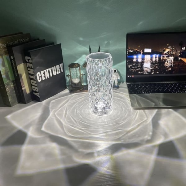 Atmosfärsljus kristall bordslampa interiör laddning touch vibrato kronblad diamant nattlampa