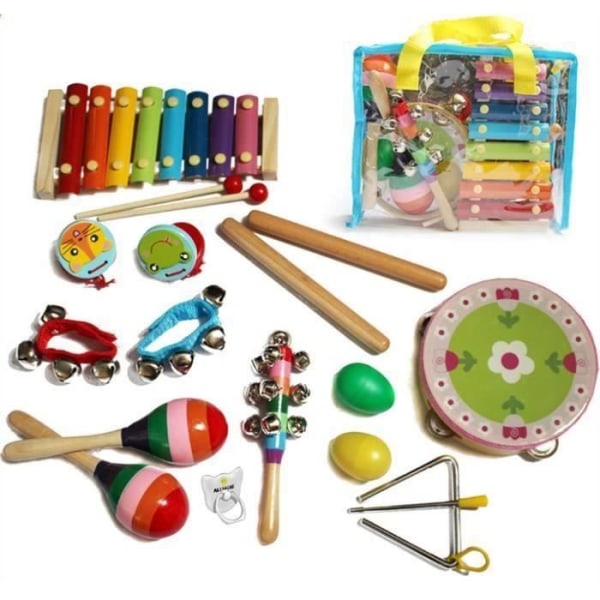14 st Musikinstrument Leksaker Slagverksinstrument med bärväska för barn som present på jul, födelsedag SA70977