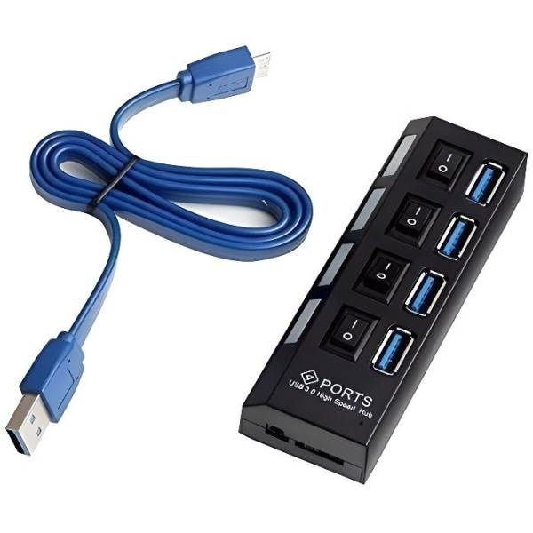 USB 3.0 Hub 4 portar oberoende 5 Gpbs kabel för bärbara Ultrabooks, Tablet PC och Mac